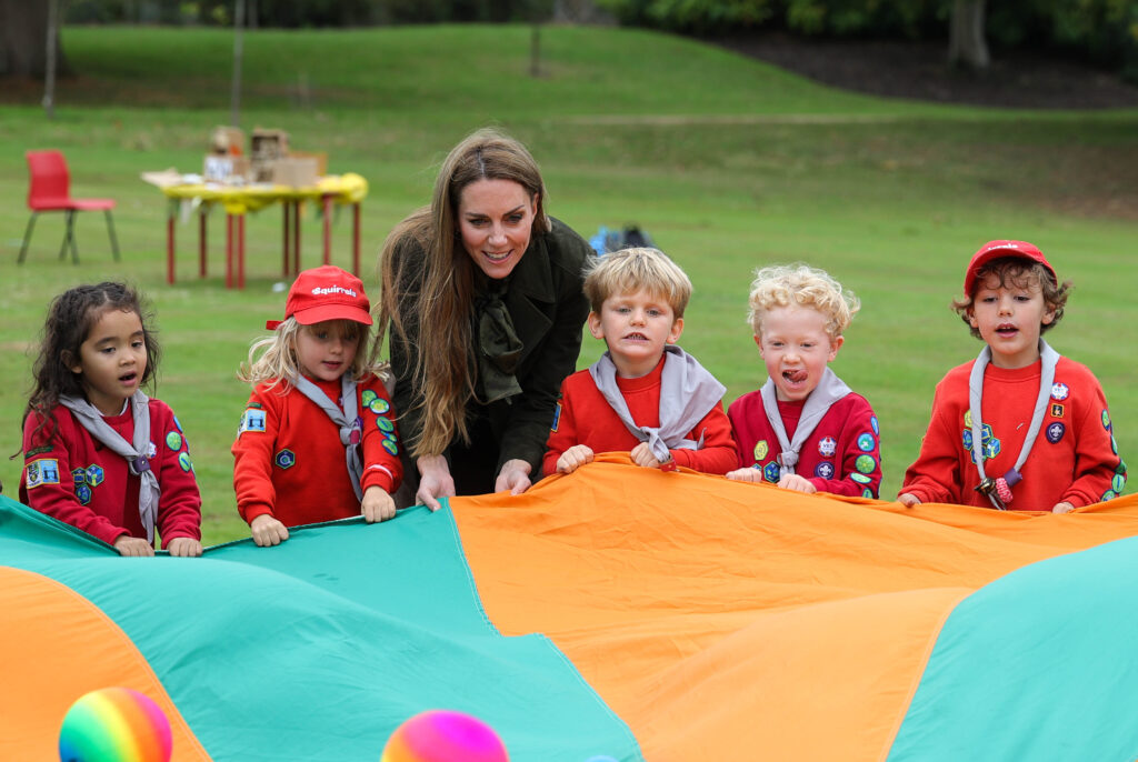 The Princess of Wales spends time with the Squirrels from Scouts.